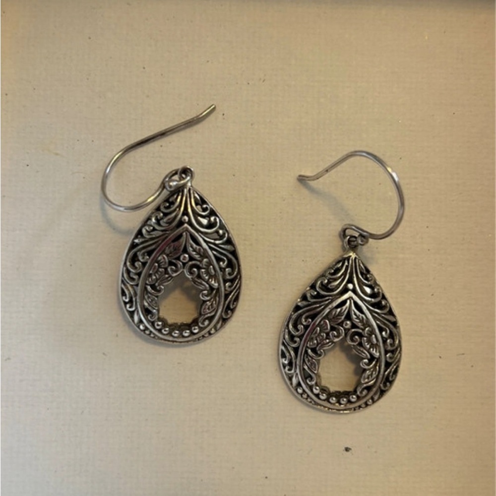 Anthropologie Sterling Silver Boho Drop Earrings